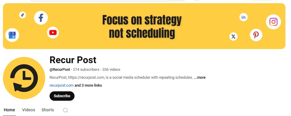 Social Media Profile for YouTube