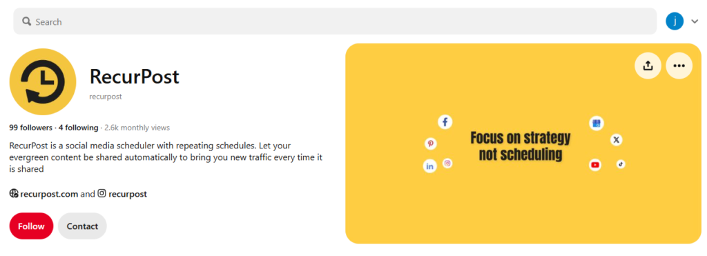 Social Media Profile for Pinterest