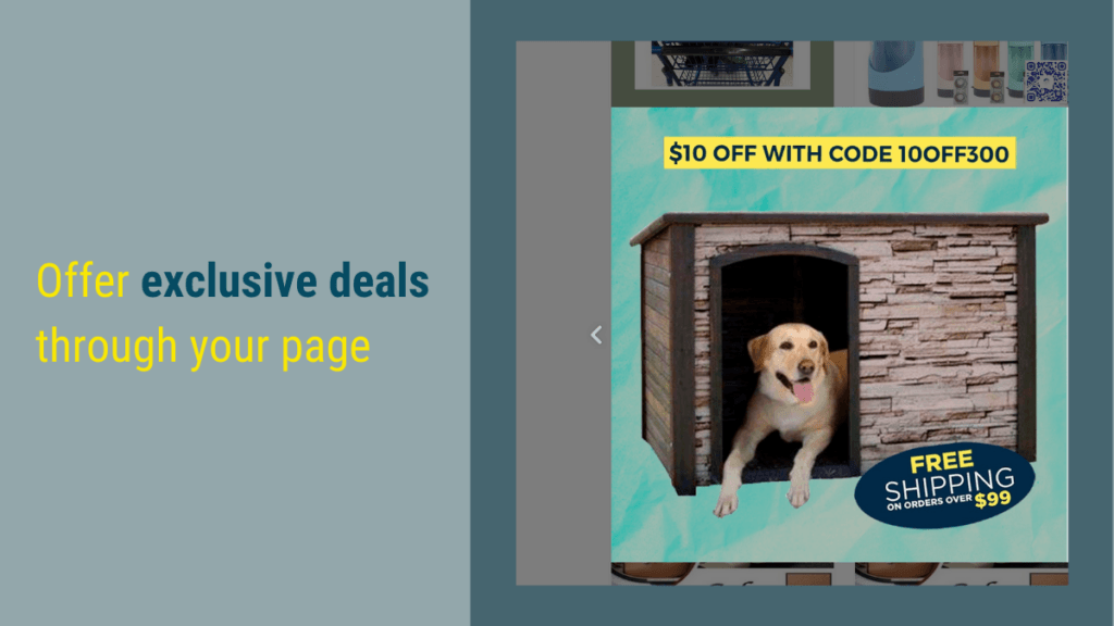 offer exclusive deals through your page - social media for pets