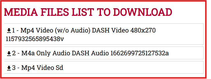 Media files list to download 