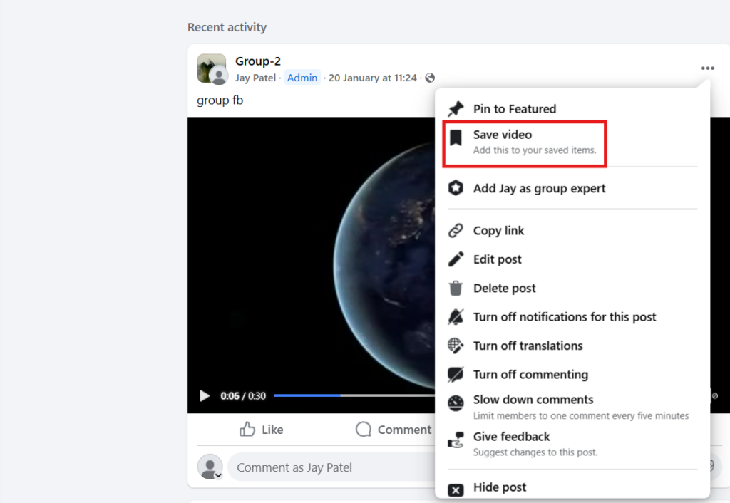 Click or tap Save video.