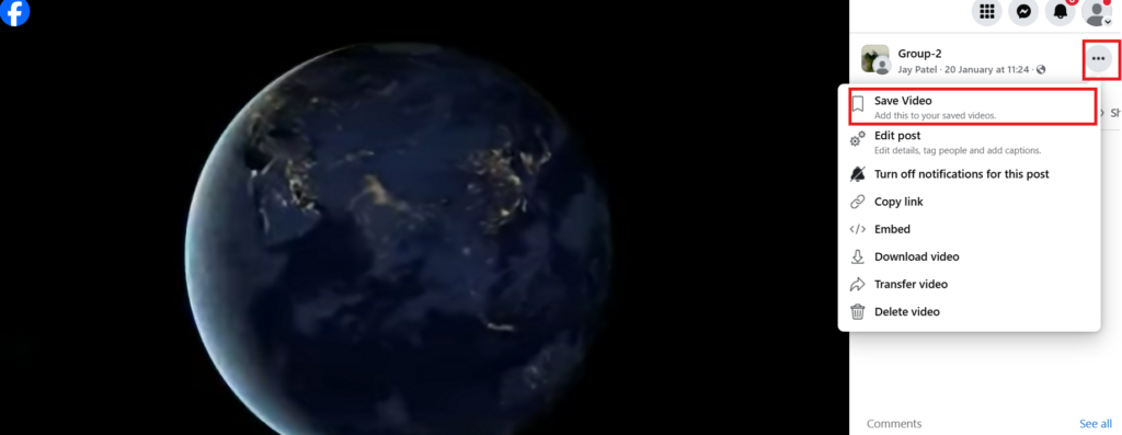 Save video from option