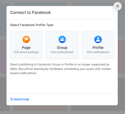 Select Facebook Profile Type