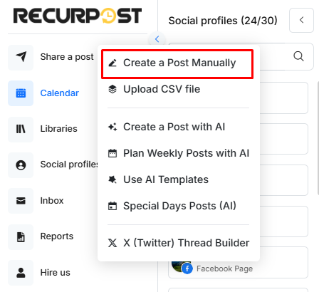 create a post manually