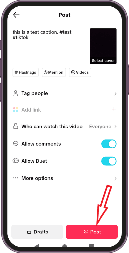 Post Your tiktok Video