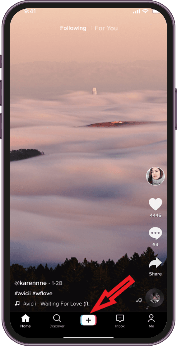 Start creating a new tiktok video