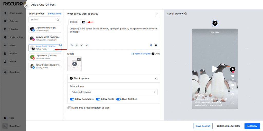 Step 2 Create a One-off Post