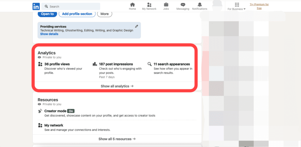Navigate to the LinkedIn analytics