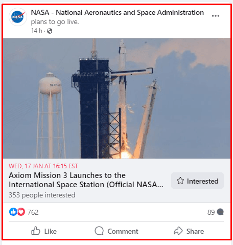 Facebook post on wall