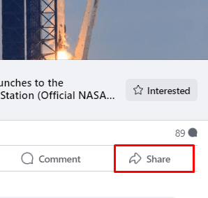Facebook post share option