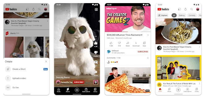 YouTube social media platform with 2.7 billion MAU