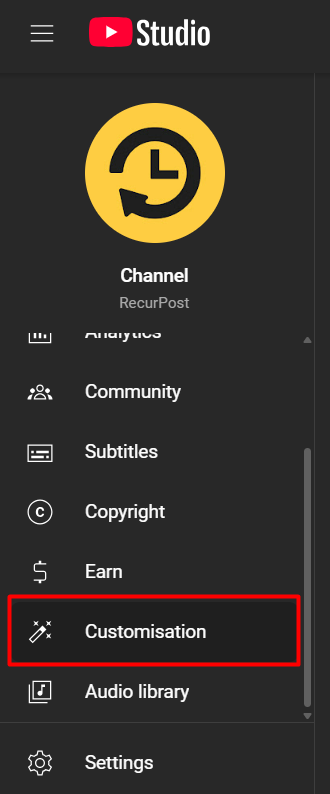 youtube studio customisation