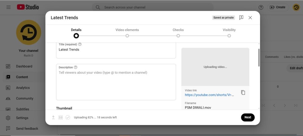 Manage Content in YouTube Studio-Uploading Videos 2