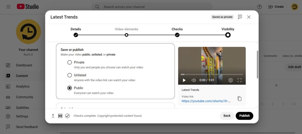 Manage Content in YouTube Studio-Uploading Videos 3