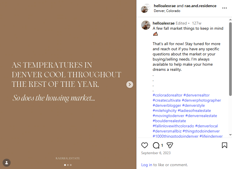 Real estate quote shared in social media post