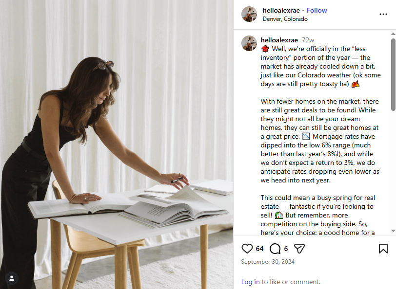 Real estate post covering housing trends and local updates