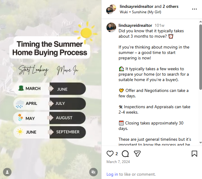 Social media real estate post offering relocation planning advice