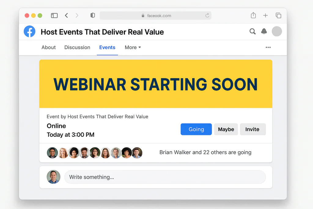 Utilize Facebook Events for Webinars & Workshops