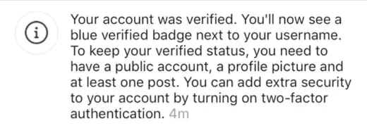 your ig account was verified