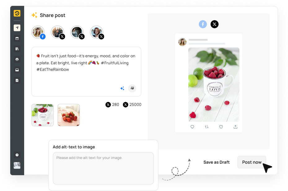 Twitter media post editor dashboard