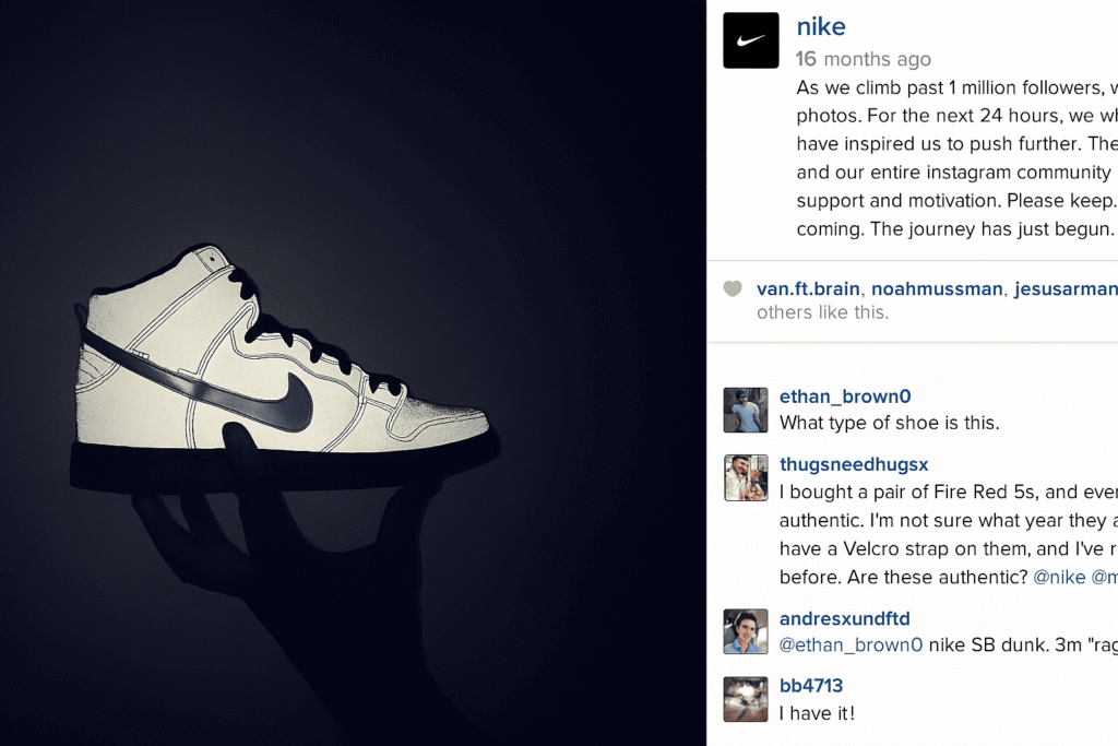 Nike instagram post to understand visual identity in improving social media presence