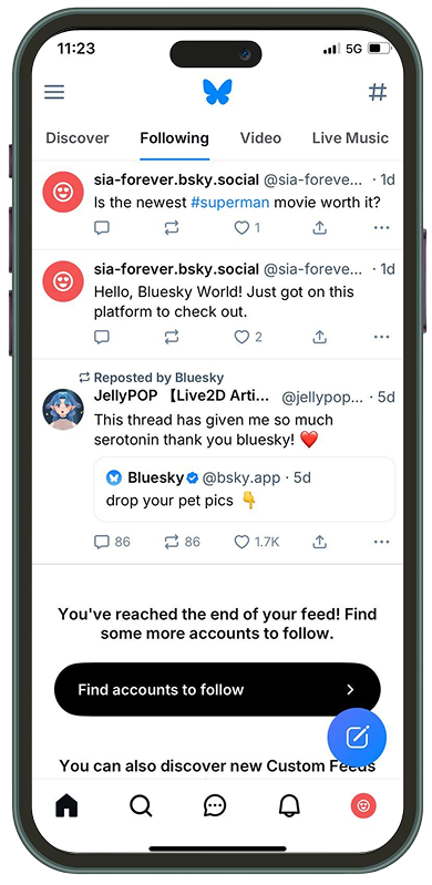 How to Change the Algorithm on Bluesky: 1. Start on the Home Timeline