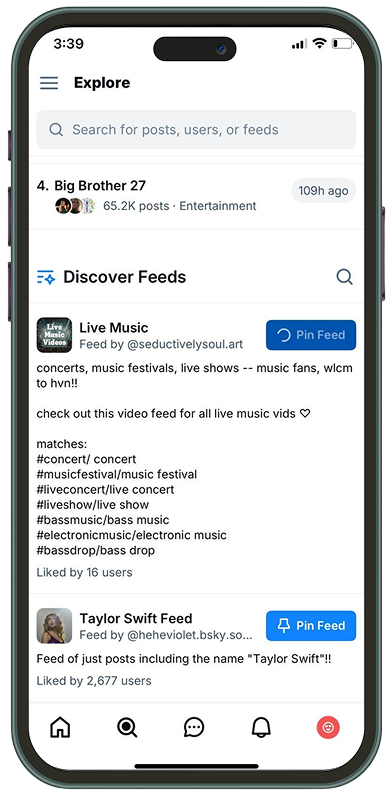 How to Change the Algorithm on Bluesky: 3. Browse or Search for New Feeds