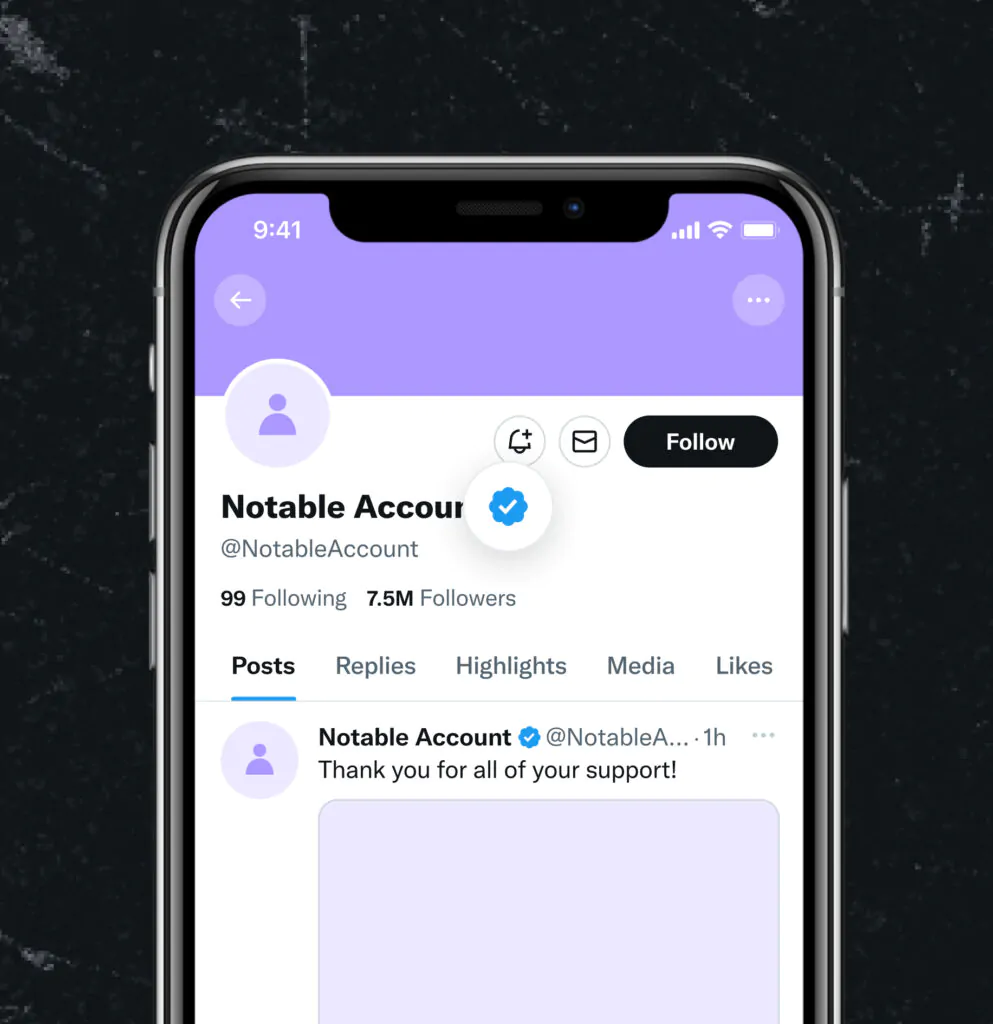 Blue tick Twitter account