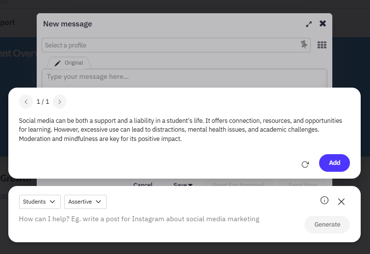 AI Text Genertion with Sendible's AI assist