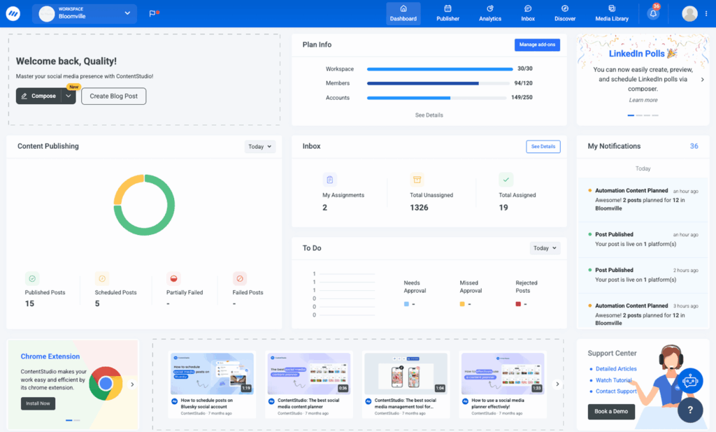 ContentStudio Dashboard
