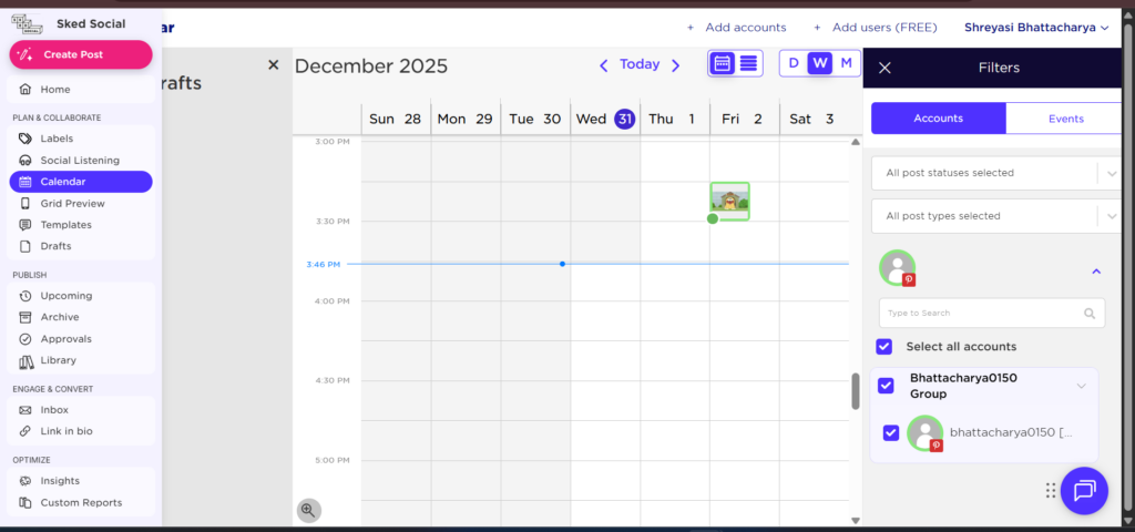 Sked Social Clean Calendar