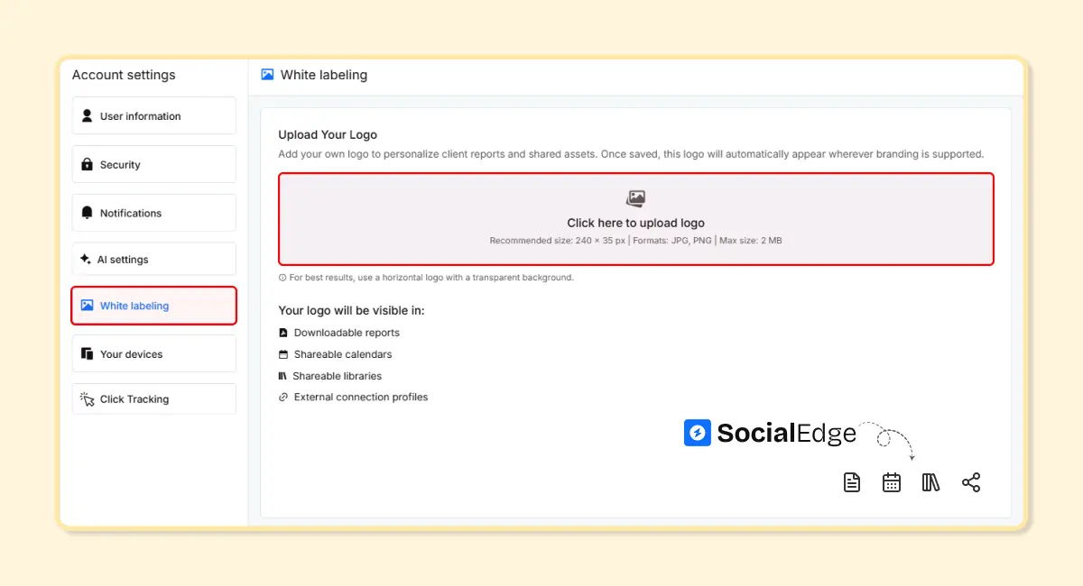 White labeling feature in RecurPost platform